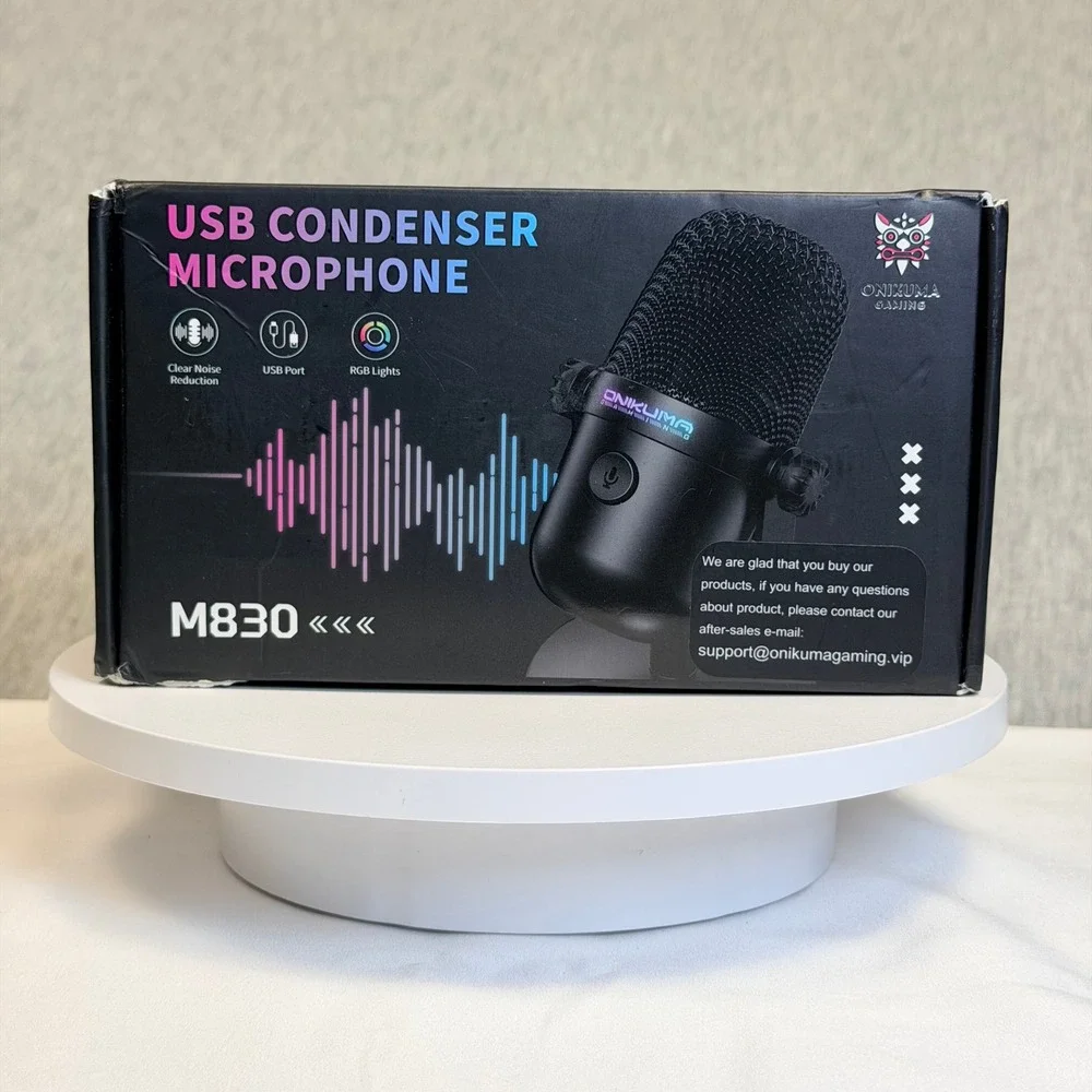 Onikuma M830 USB Condenser Microphone RGB Gaming Streaming Noise Reduction Black